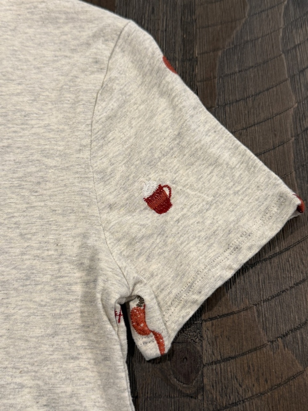 Lucky Brand Women’s Gray Fall Themed T-Shirt Short Sleeve Crew Neck Embroidered - Picture 9 of 16